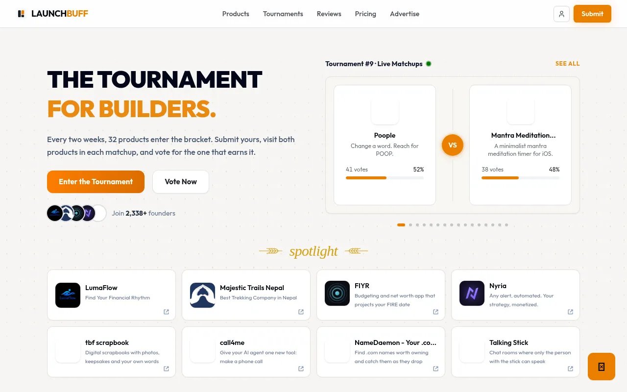 LaunchBuff homepage