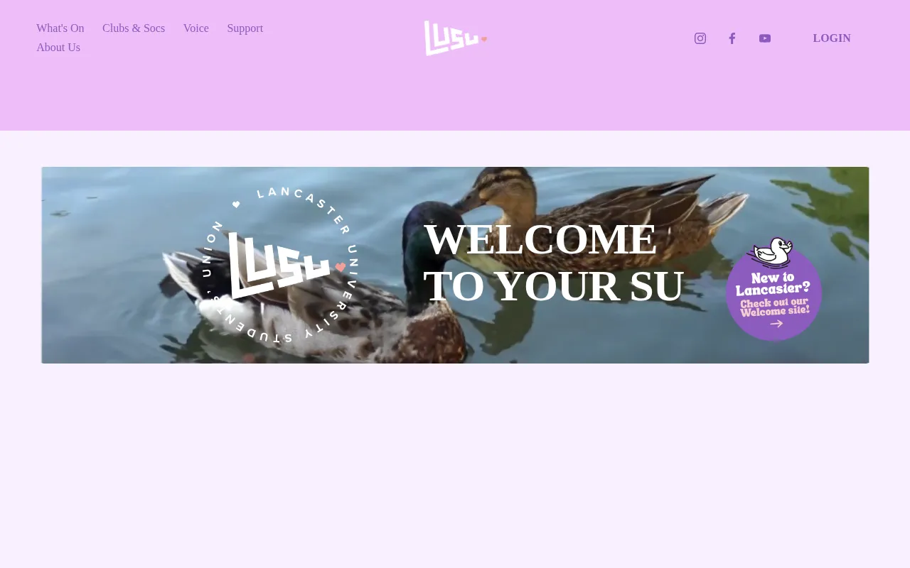 Lancaster University Students' Union homepage