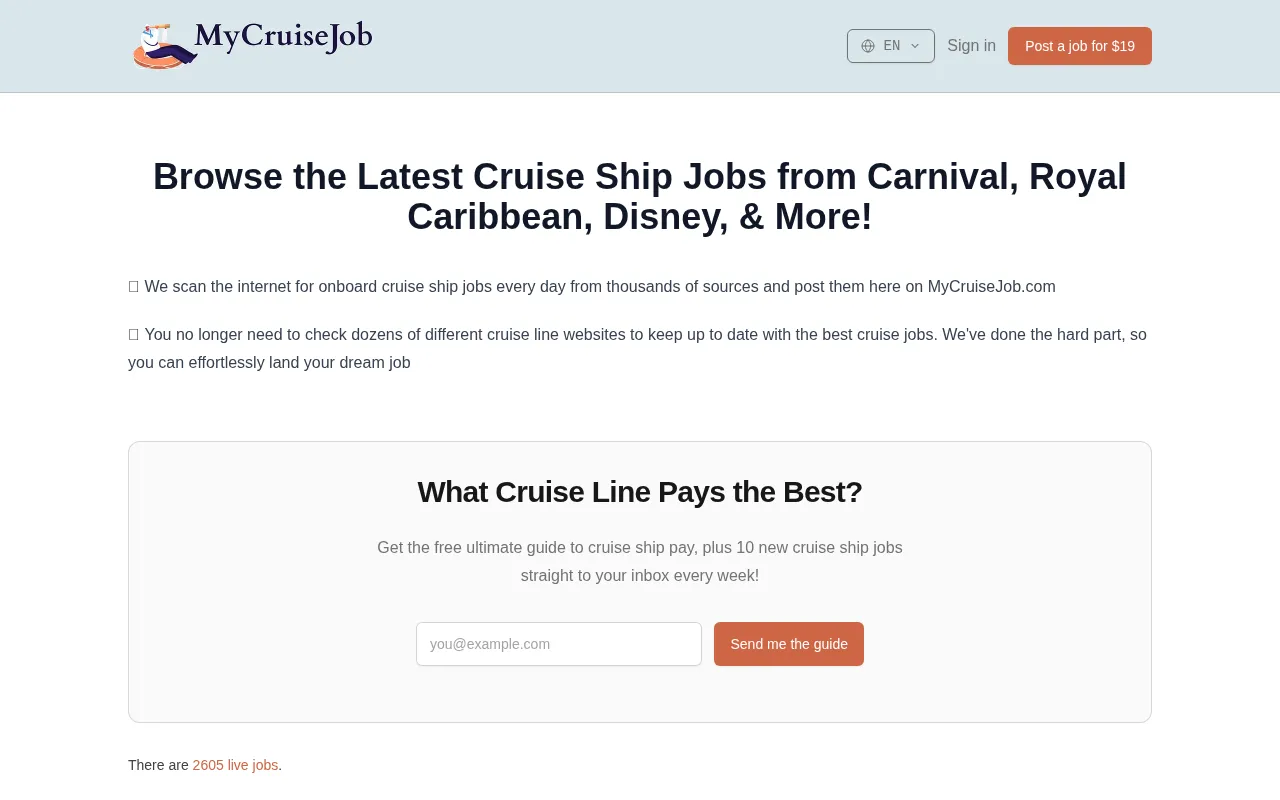 My Cruise Ship Job homepage