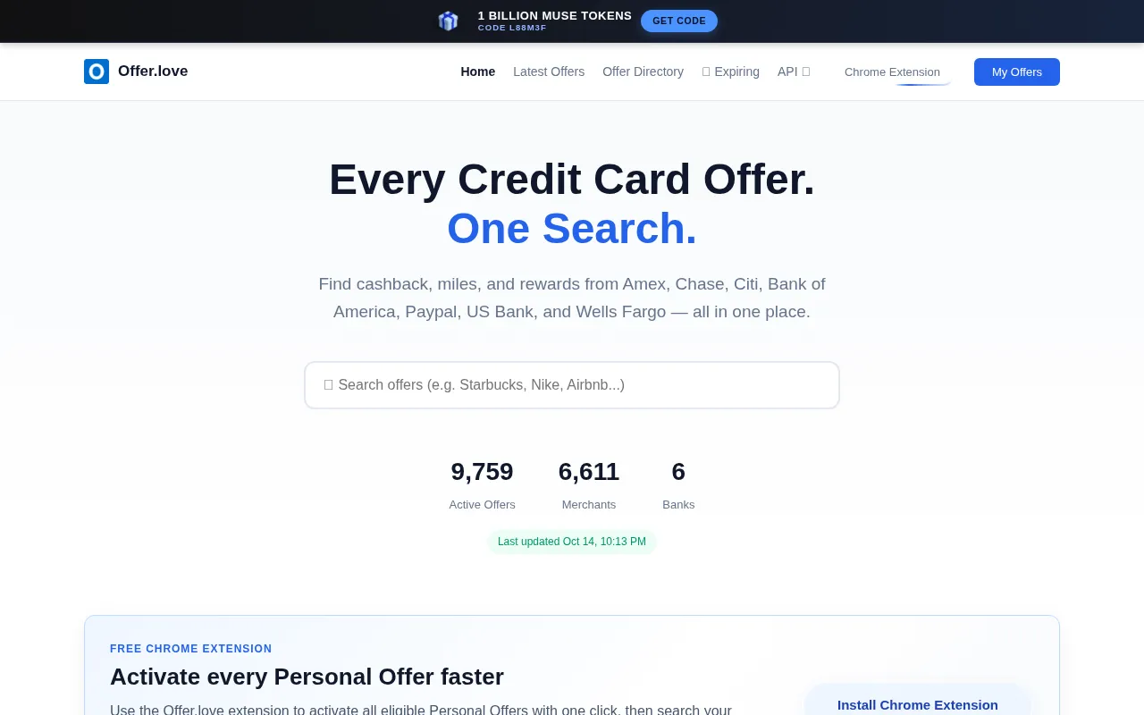 Offer.love homepage
